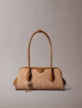 Allover Emblem Logo Jacquard Shoulder Bag