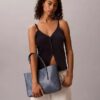 Allover Emblem Logo Small Tote Bag with Pouch