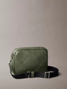 Allover Embossed Emblem Logo Camera Bag