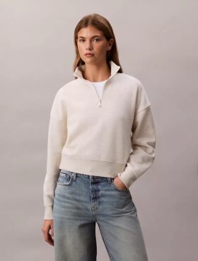 Archive Logo Fleece Quarter Zip Mock Neck Sweatshirt