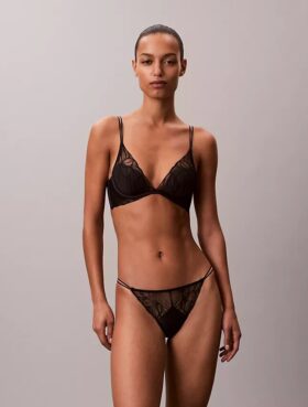 Ck Black Floral Lace Bikini