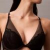Ck Black Floral Lace Plunge Bra