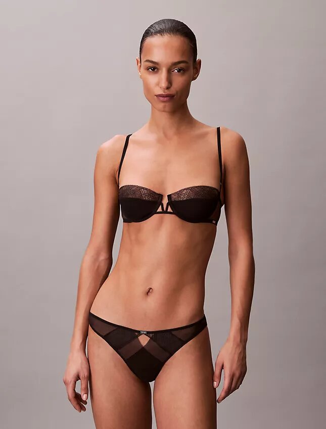 Ck Black Geo Lace Unlined Balconette Bra Ck Black Geo Lace Unlined Balconette Bra