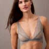 Ck Black Geo Lace Unlined Triangle Bra