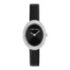 Contoured Bezel Oval Dial Leather Strap Watch