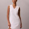 Cotton Blend V-Neck Mini Dress