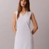 Cotton Blend V-Neck Mini Dress