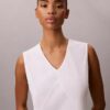 Cotton Blend V-Neck Mini Dress