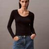 Cotton Contour Rib U-Neck Tee