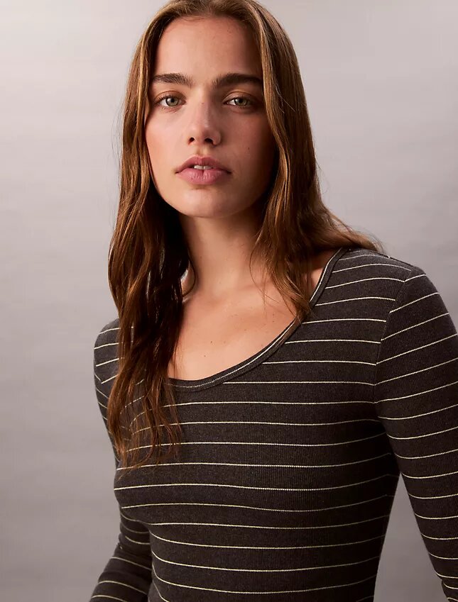 Cotton Contour Rib U-Neck Tee Cotton Contour Rib U-Neck Tee