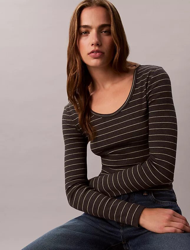 Cotton Contour Rib U-Neck Tee Cotton Contour Rib U-Neck Tee