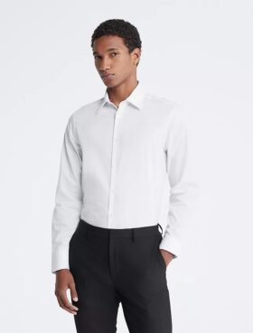 Cotton Herringbone Slim Fit Dress Shirt