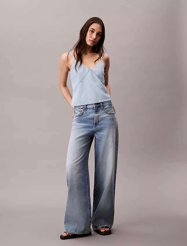 Cotton Linen Blend Denim Tank Top Cotton Linen Blend Denim Tank Top