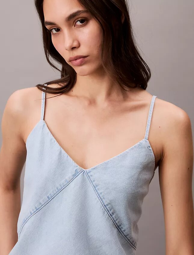 Cotton Linen Blend Denim Tank Top Cotton Linen Blend Denim Tank Top