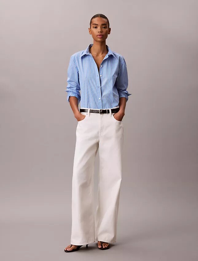 Cotton Poplin Emblem Logo Stripe Button-Down Shirt Cotton Poplin Emblem Logo Stripe Button-Down Shirt