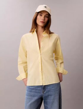 Cotton Poplin Relaxed Button-Down Shirt