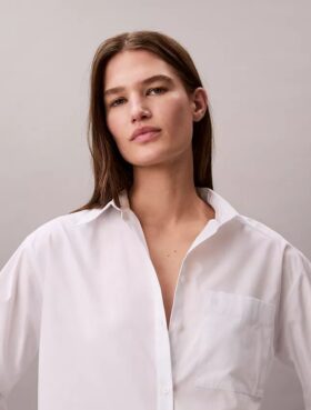 Cotton Poplin Relaxed Button-Down Shirt