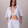 Cotton Poplin Relaxed Short Sleeve Sleep Shirt