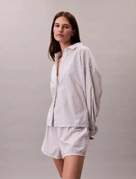 Cotton Poplin Relaxed Sleep Button-Down Shirt