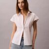 Cotton Poplin Short Sleeve Button-Down Shirt