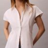 Cotton Poplin Short Sleeve Button-Down Shirt