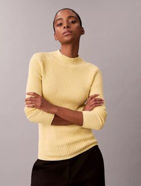 Cotton Rib Slim Sweater