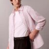 Cotton Stripe Relaxed Button-Down Shirt