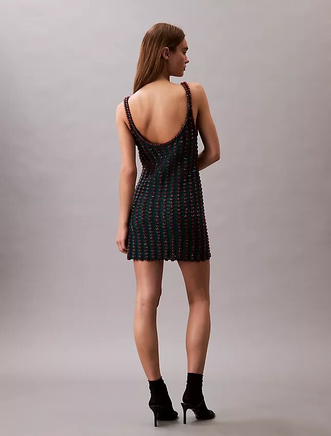 Crochet Beaded Tank Mini Dress Crochet Beaded Tank Mini Dress