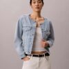Cropped Collarless Denim Trucker Jacket
