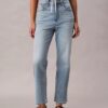 Cropped High Rise Lyocell Blend Straight Jeans