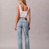 Cropped High Rise Lyocell Blend Straight Jeans
