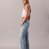 Cropped High Rise Lyocell Blend Straight Jeans
