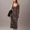 Crushed Satin Print Midi Dress Crushed Satin Print Midi Dress