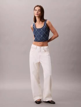 Denim Allover Monogram Cropped Tank Top