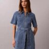 Denim Belted Shirt Dress