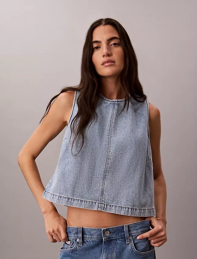 Denim Cropped Shell Top Denim Cropped Shell Top
