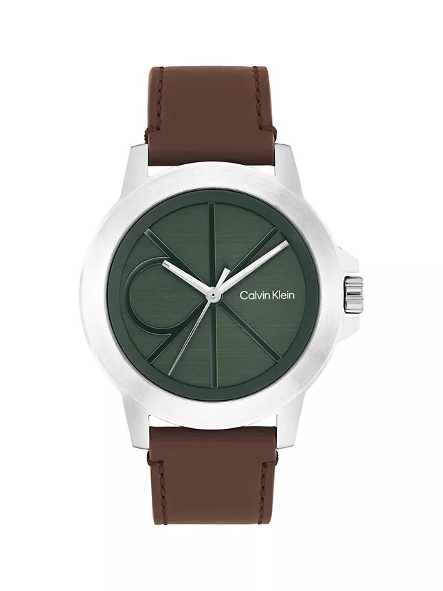 Emblem Dial Leather Strap Watch Emblem Dial Leather Strap Watch