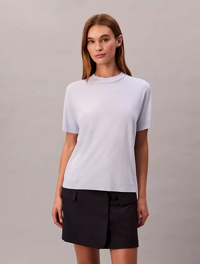 Fine Knit Mock Neck T-Shirt Fine Knit Mock Neck T-Shirt