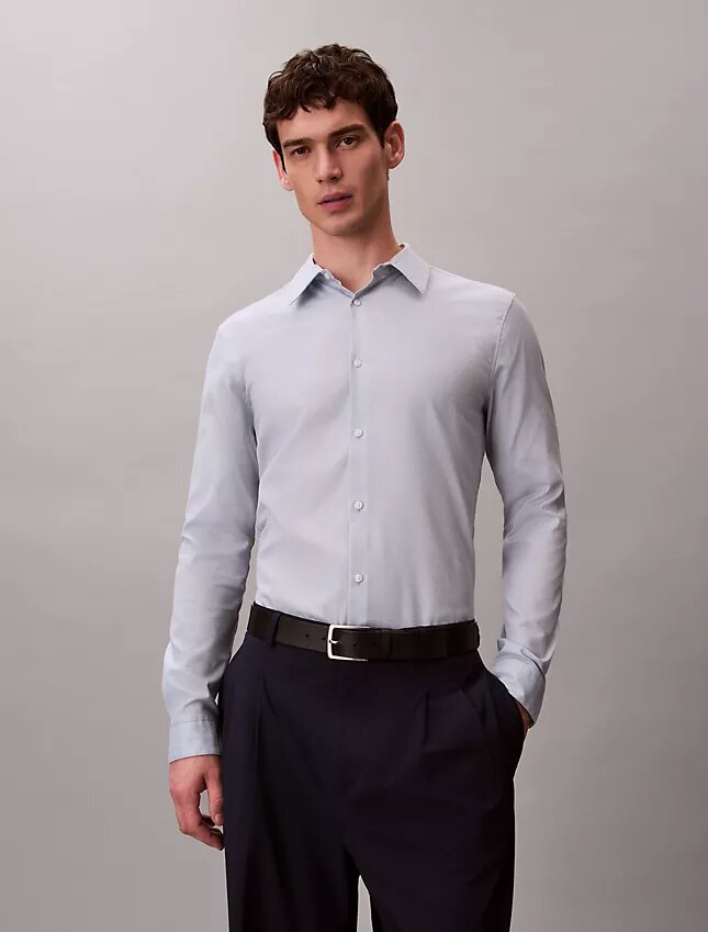 Geometric Jacquard Slim Button-Down Shirt Geometric Jacquard Slim Button-Down Shirt