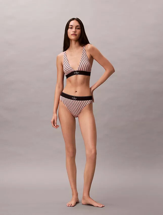 Graphic Monogram Microfiber Stretch Lightly Lined Triangle Bralette Graphic Monogram Microfiber Stretch Lightly Lined Triangle Bralette