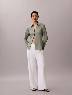 Hammered Satin Fitted Shirt