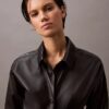 Lamb Leather Button-Down Shirt