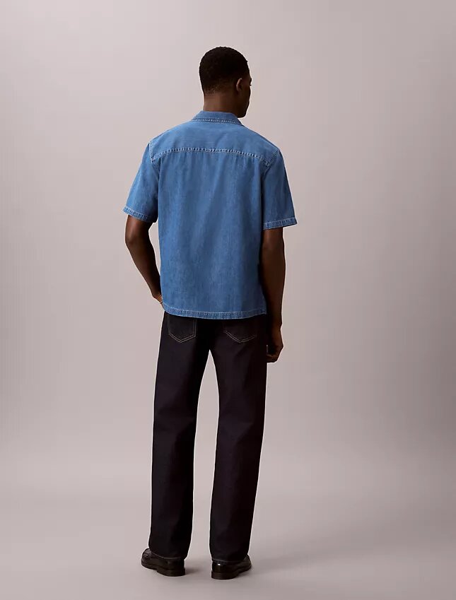 Linen Blend Denim Button-Down Shirt Linen Blend Denim Button-Down Shirt