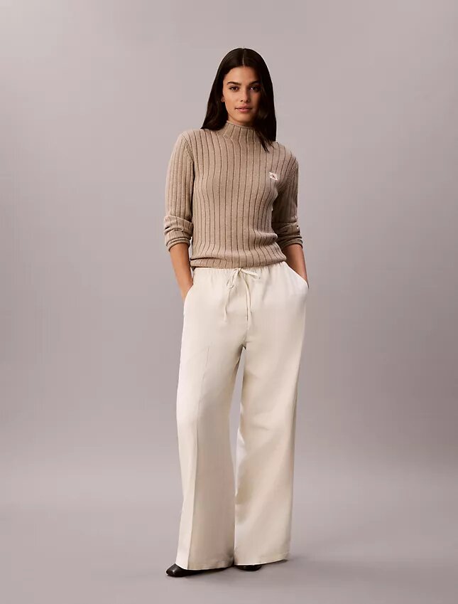 Linen Blend Drawstring Wide Leg Pants Linen Blend Drawstring Wide Leg Pants