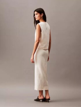 Linen Blend Midi Skirt