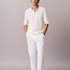 Linen Blend Pleated Pull-On Pants