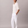 Linen Blend Pleated Pull-On Pants