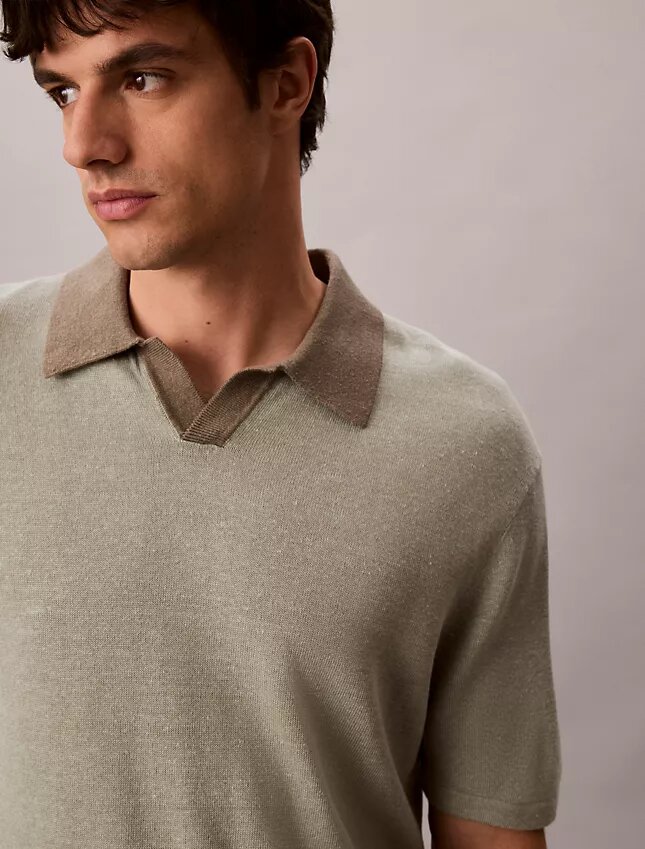 Linen Blend Polo Sweater Linen Blend Polo Sweater