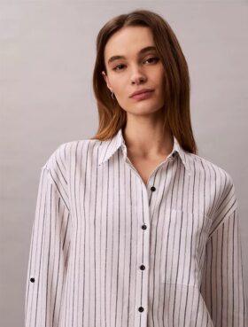 Linen Blend Relaxed Button-Down Shirt