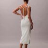 Linen Blend Scoop Neck Midi Dress